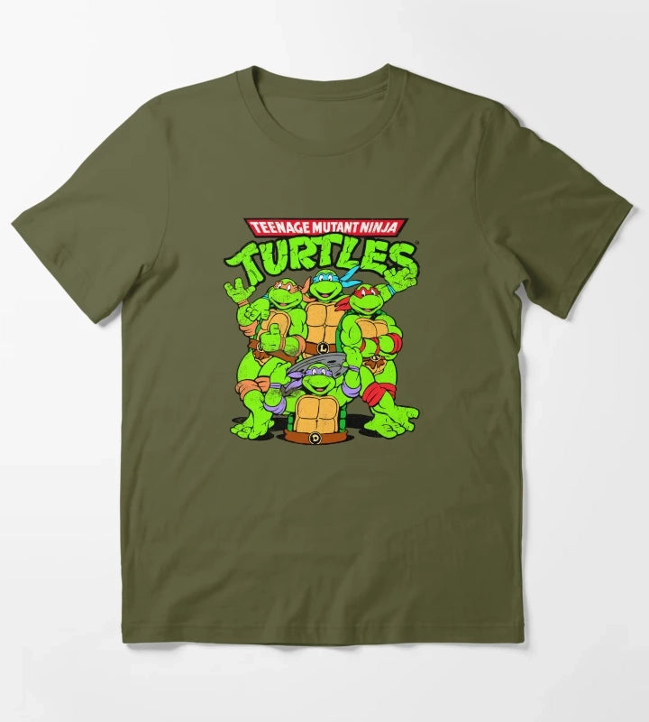 Teenage Mutant Ninja Turtles Classic Group Shot T-Shirt Olive Green