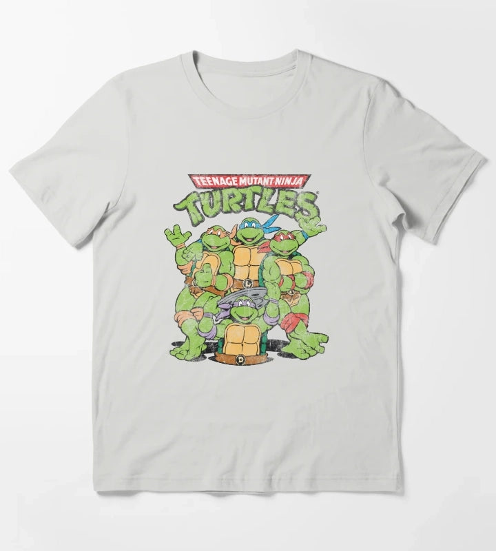 Teenage Mutant Ninja Turtles Classic Retro Logo T-Shirt Light Grey