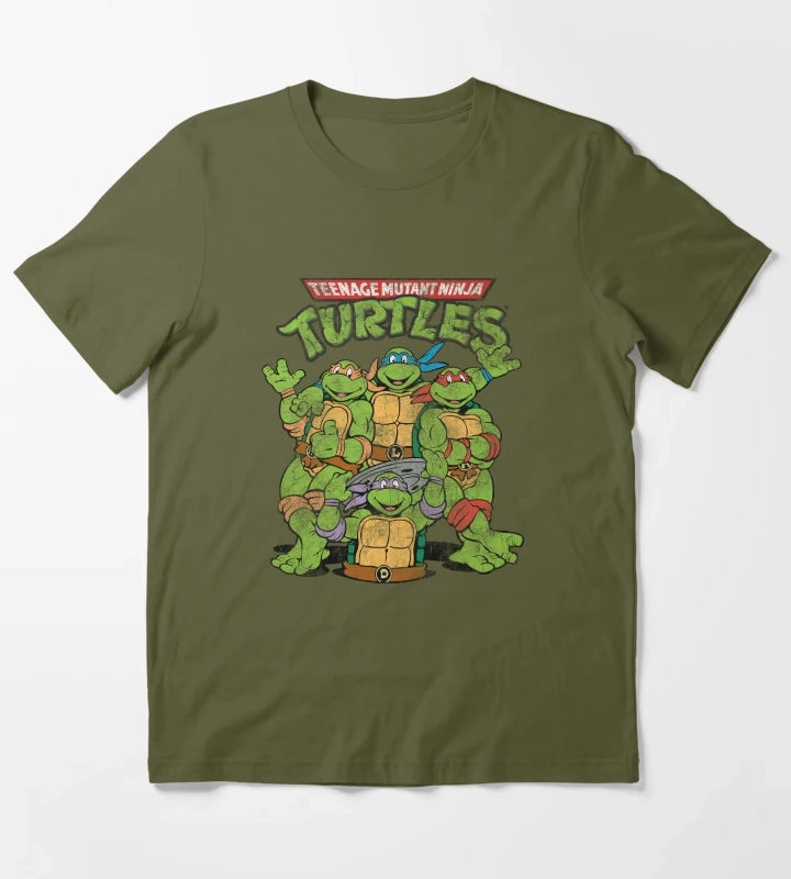 Teenage Mutant Ninja Turtles Classic Retro Logo T-Shirt Olive Green