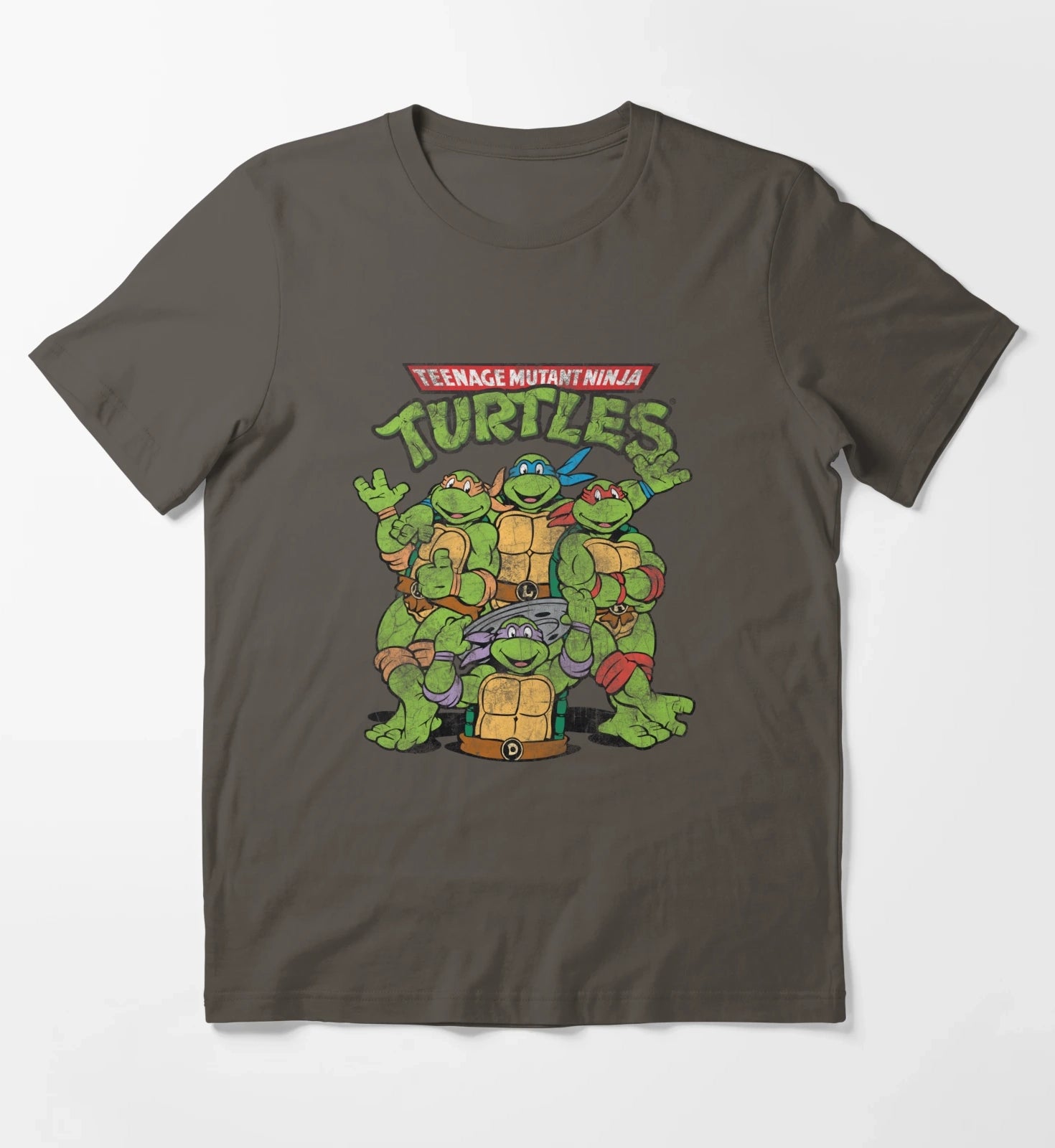 Teenage Mutant Ninja Turtles Classic Retro Logo T-Shirt Dark Grey