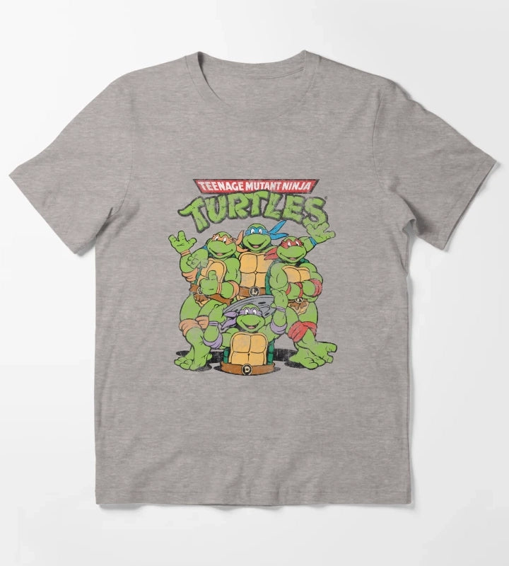 Teenage Mutant Ninja Turtles Classic Retro Logo T-Shirt Heather Grey