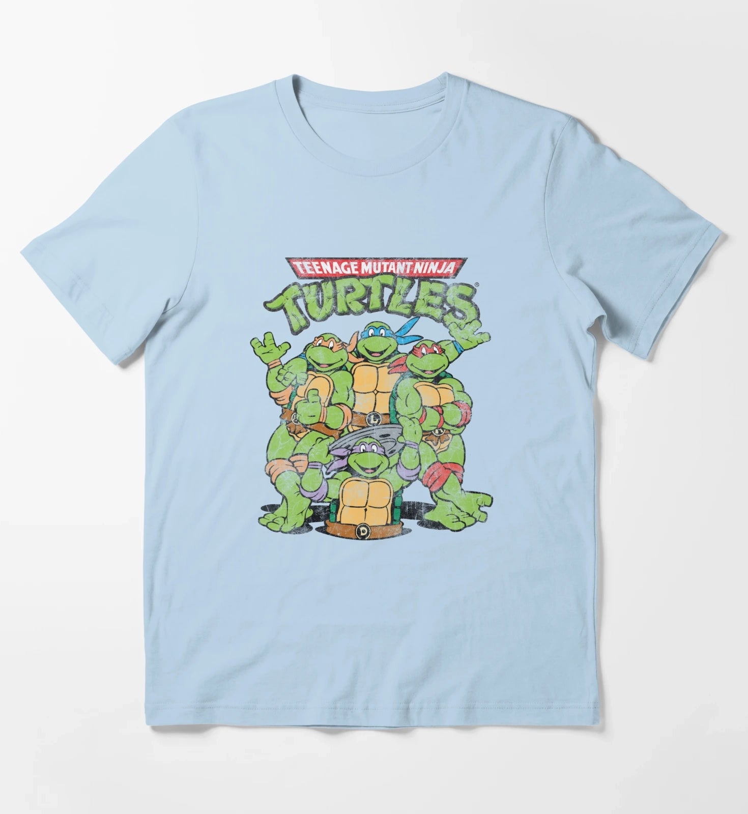 Teenage Mutant Ninja Turtles Classic Retro Logo T-Shirt Sky Blue