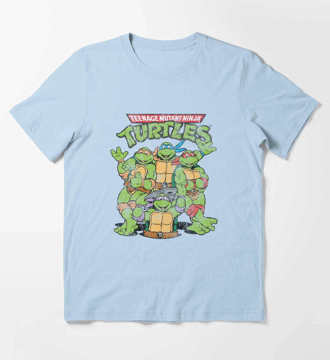 Teenage Mutant Ninja Turtles Classic Retro Logo T-Shirt Sky Blue