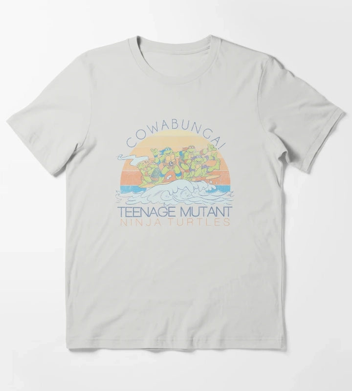 Teenage Mutant Ninja Turtles Cowabunga Surf Group T-Shirt Light Grey