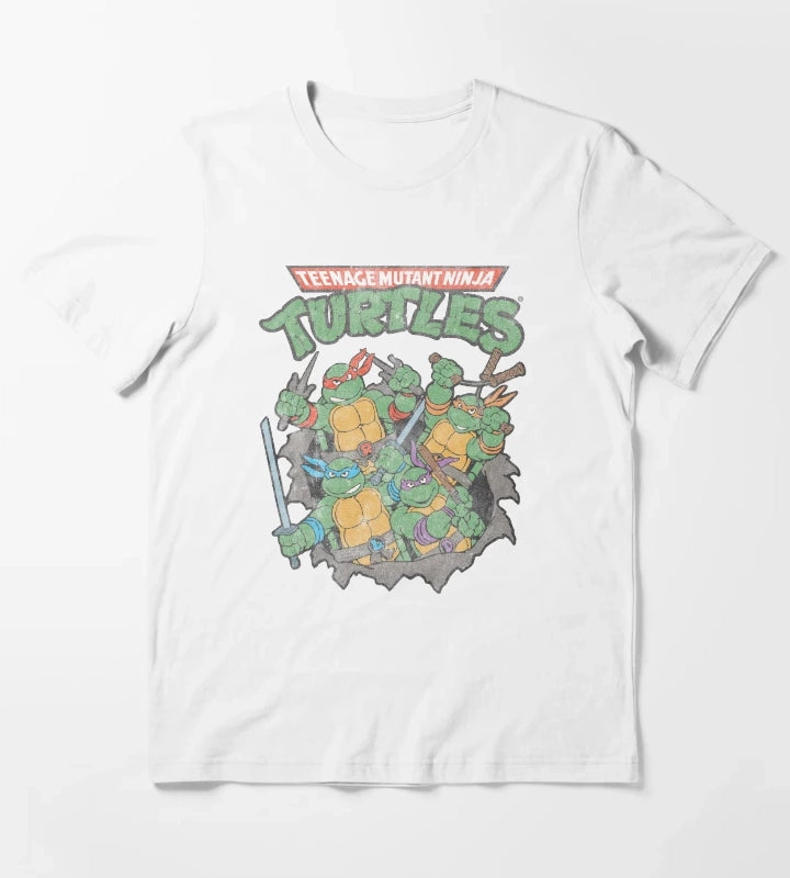 Teenage Mutant Ninja Turtles Distressed Group Poster T-Shirt White