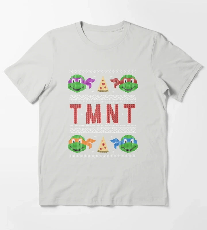 Teenage Mutant Ninja Turtles Group Ugly Christmas Sweater T-Shirt Light Grey