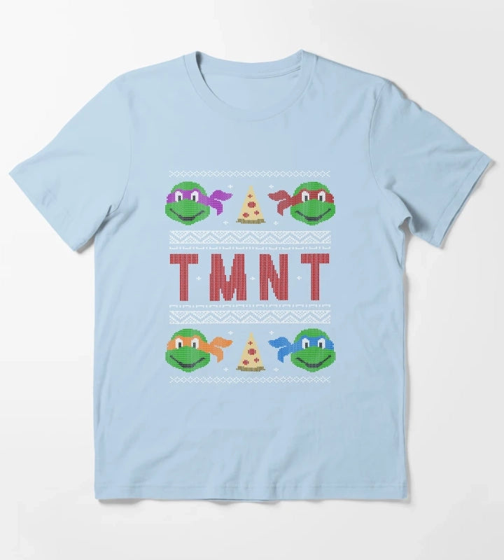 Teenage Mutant Ninja Turtles Group Ugly Christmas Sweater T-Shirt Sky Blue