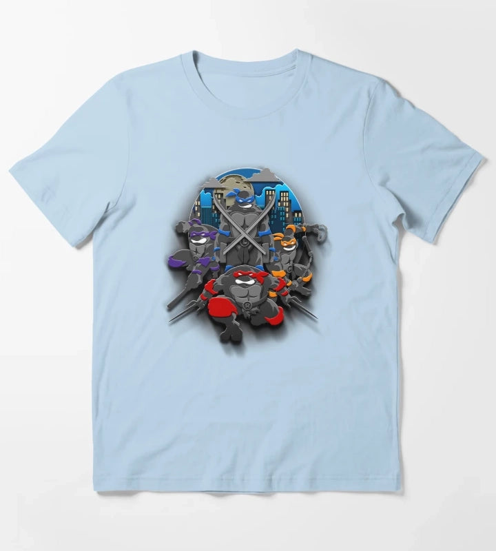Teenage Mutant Ninja Turtles Heroes In A Shell Group T-Shirt Sky Blue