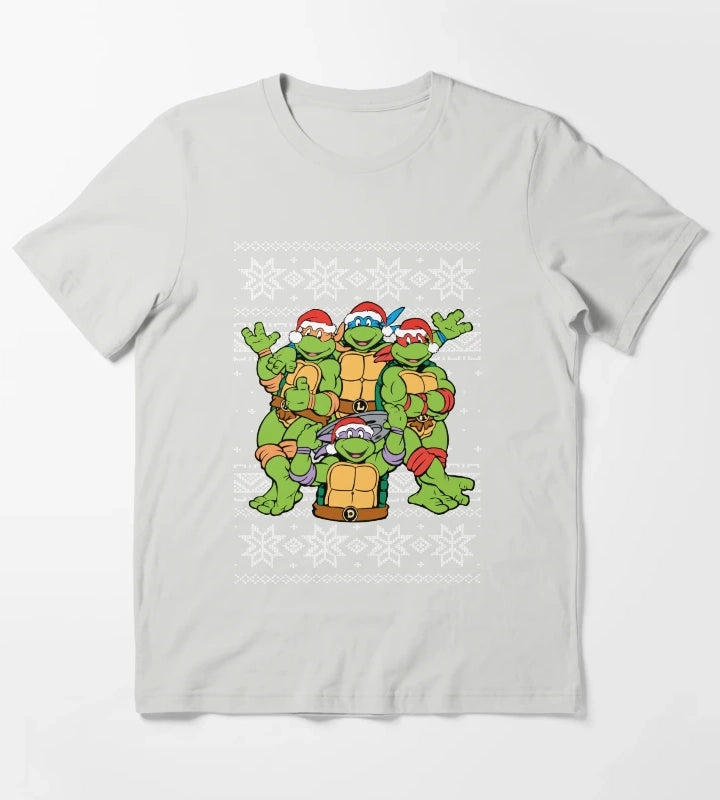 Teenage Mutant Ninja Turtles Holiday Cheer Ugly Sweater T-Shirt Light Grey