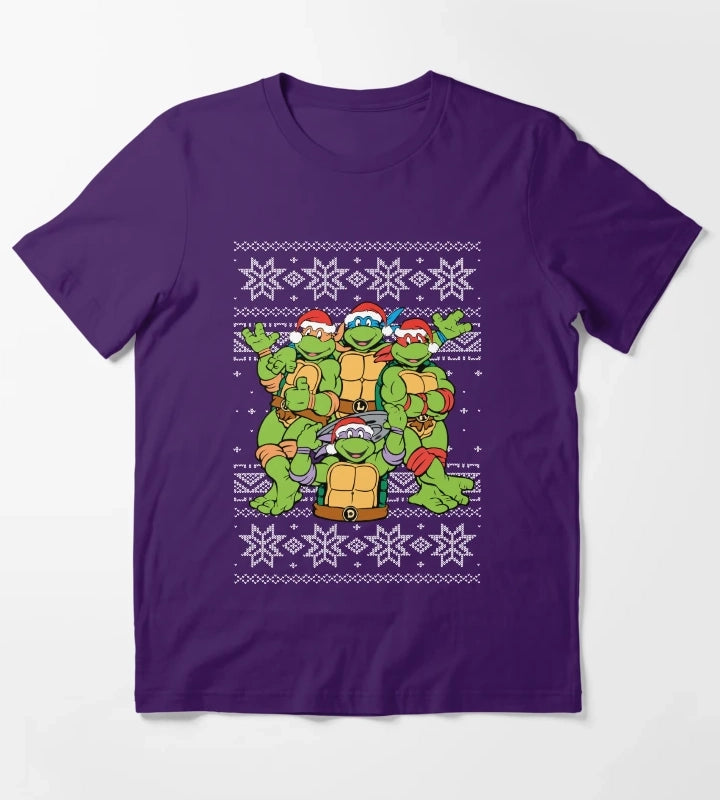 Teenage Mutant Ninja Turtles Holiday Cheer Ugly Sweater T-Shirt Purple