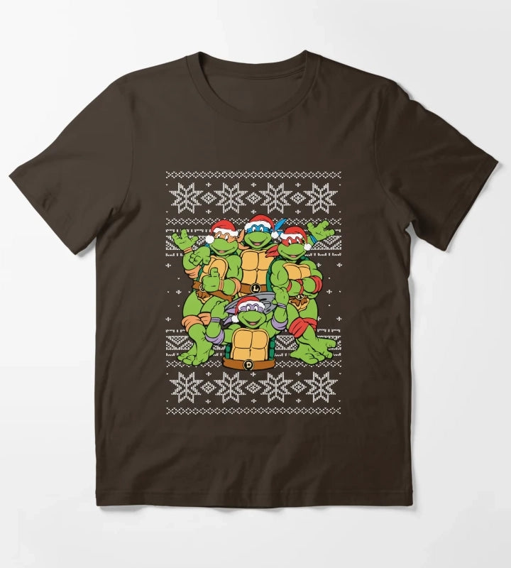 Teenage Mutant Ninja Turtles Holiday Cheer Ugly Sweater T-Shirt Brown