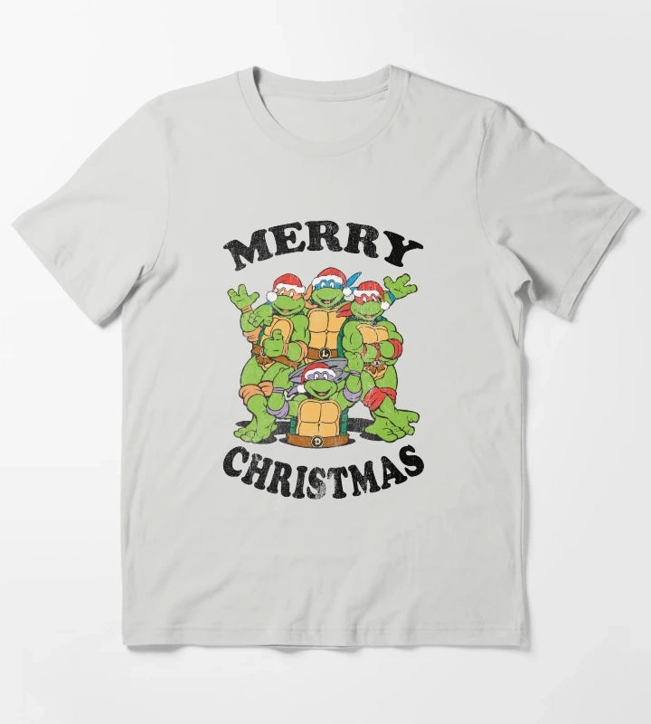 Teenage Mutant Ninja Turtles Merry Christmas Group T-Shirt Light Grey