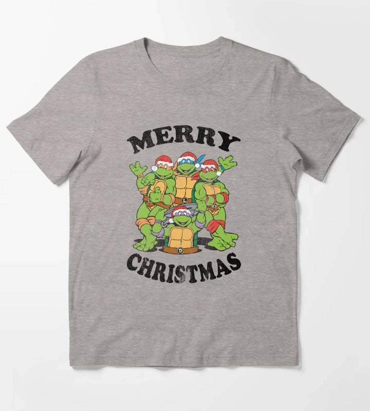 Teenage Mutant Ninja Turtles Merry Christmas Group T-Shirt Heather Grey