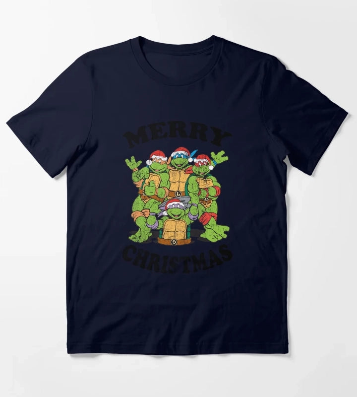 Teenage Mutant Ninja Turtles Merry Christmas Group T-Shirt Navy