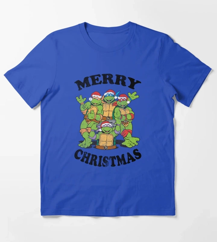 Teenage Mutant Ninja Turtles Merry Christmas Group T-Shirt Blue