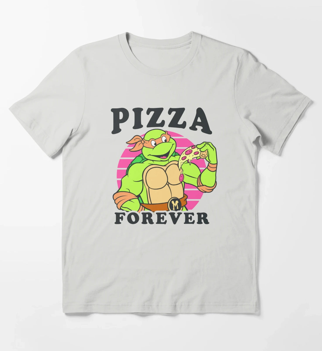 Teenage Mutant Ninja Turtles Michelangelo Pizza Forever T-Shirt Light Grey