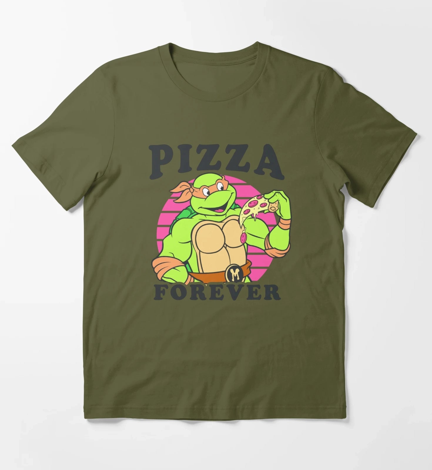 Teenage Mutant Ninja Turtles Michelangelo Pizza Forever T-Shirt Olive Green
