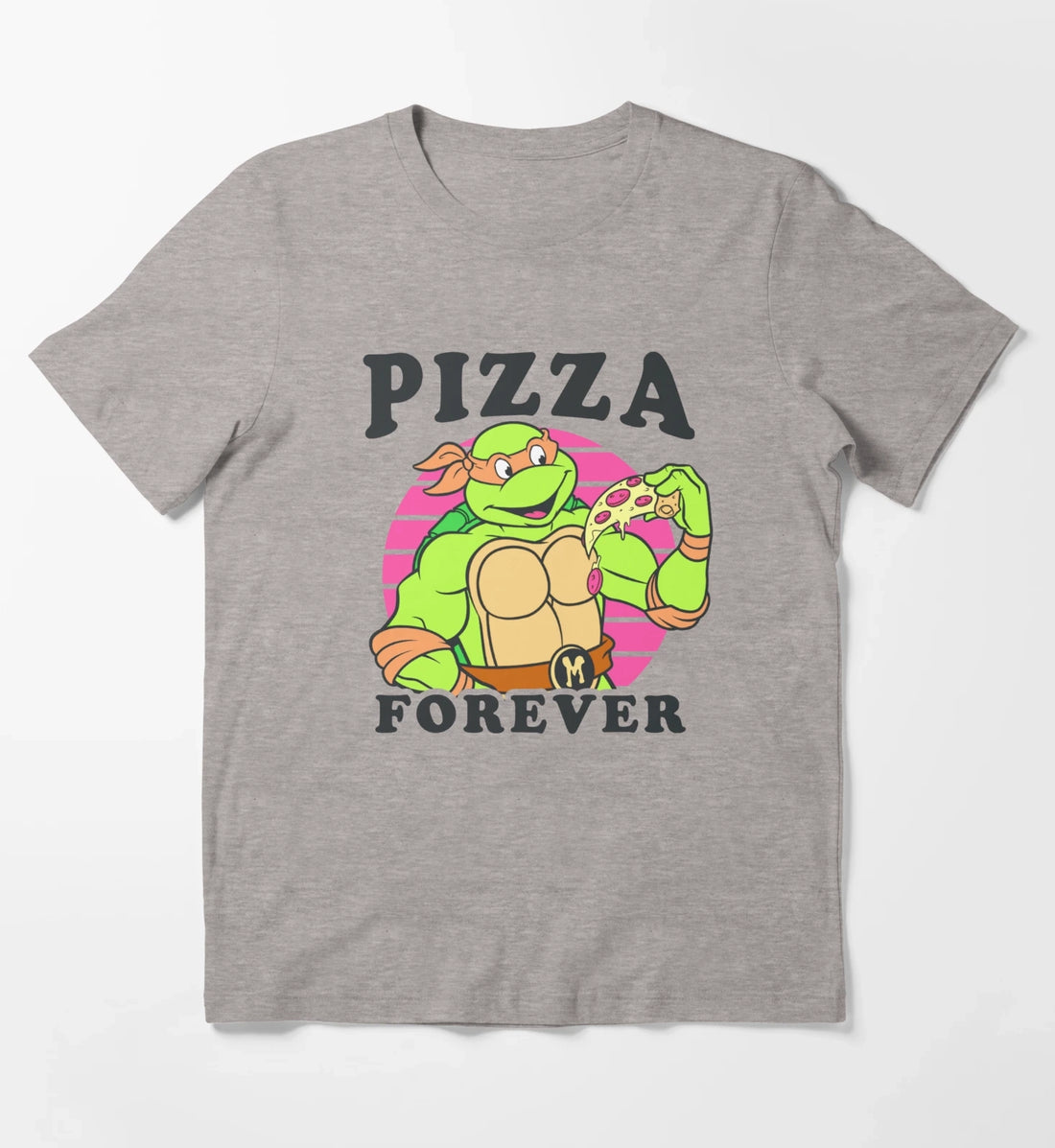 Teenage Mutant Ninja Turtles Michelangelo Pizza Forever T-Shirt Heather Grey
