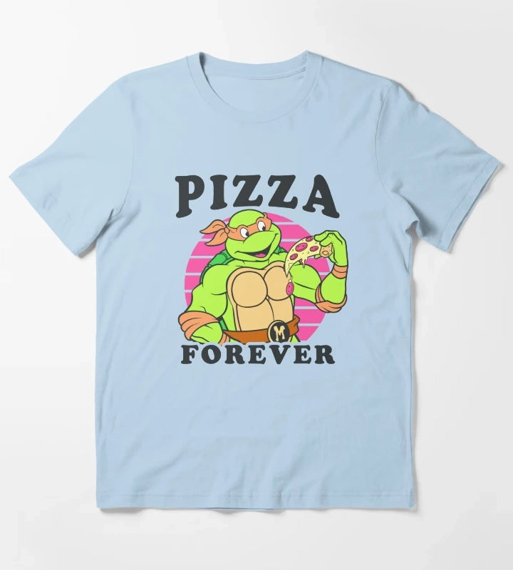 Teenage Mutant Ninja Turtles Michelangelo Pizza Forever T-Shirt Sky Blue