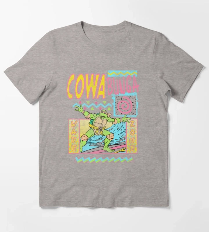 Teenage Mutant Ninja Turtles Michelangelo Retro Surfin T-Shirt Heather Grey