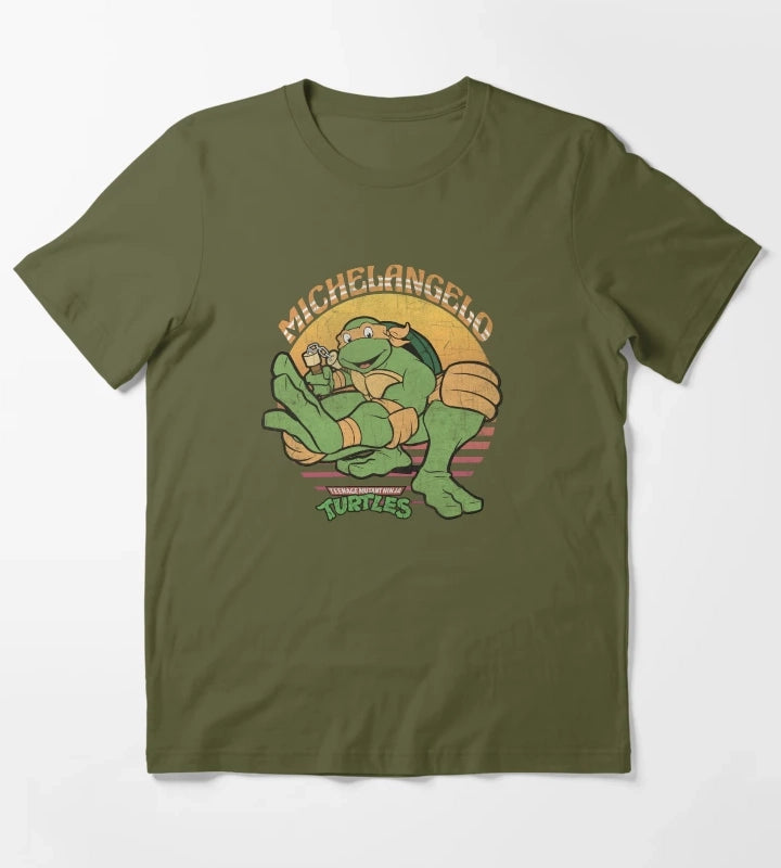 Teenage Mutant Ninja Turtles Michelangelo Sun T-Shirt Olive Green