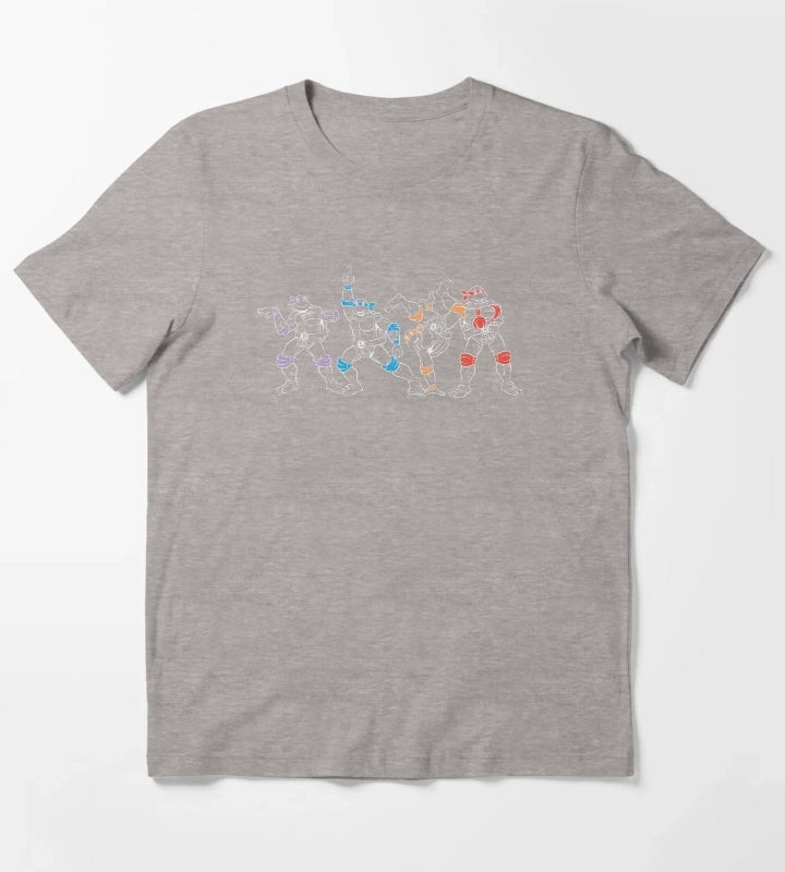 Teenage Mutant Ninja Turtles Outline Group T-Shirt Heather Grey