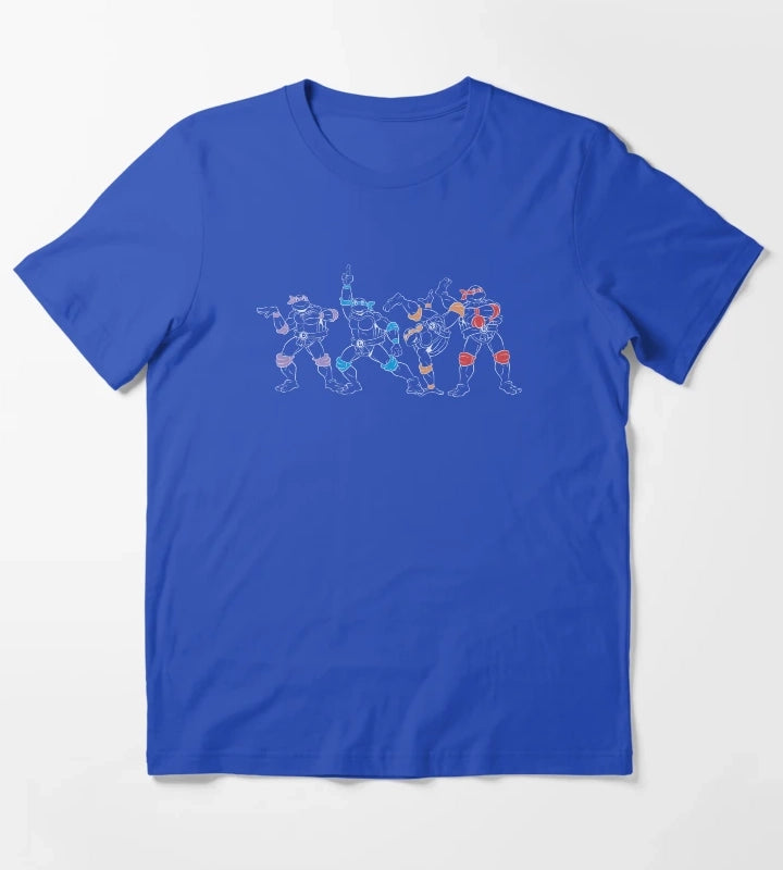 Teenage Mutant Ninja Turtles Outline Group T-Shirt Blue