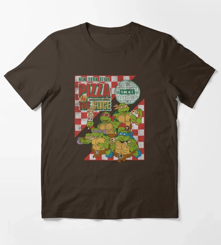 Teenage Mutant Ninja Turtles Pizza By The Slice Vintage Logo T-Shirt Brown