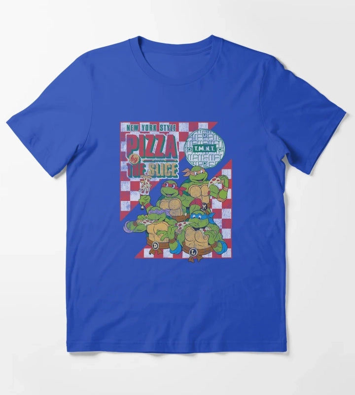 Teenage Mutant Ninja Turtles Pizza By The Slice Vintage Logo T-Shirt Blue