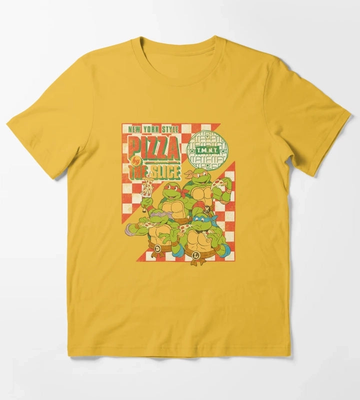 Teenage Mutant Ninja Turtles Pizza By The Slice Vintage Logo T-Shirt Yellow