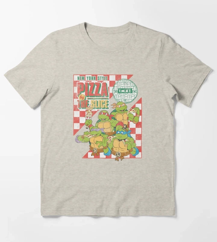 Teenage Mutant Ninja Turtles Pizza By The Slice Vintage Logo T-Shirt Cream