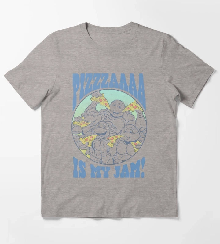 Teenage Mutant Ninja Turtles Pizza Is My Jam T-Shirt Heather Grey