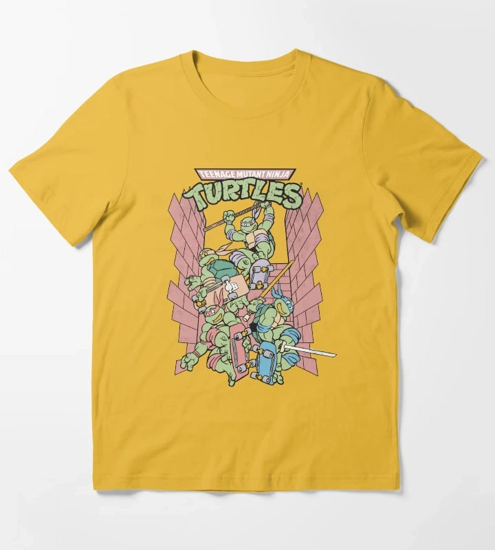 Teenage Mutant Ninja Turtles Retro Skate Group T-Shirt Yellow