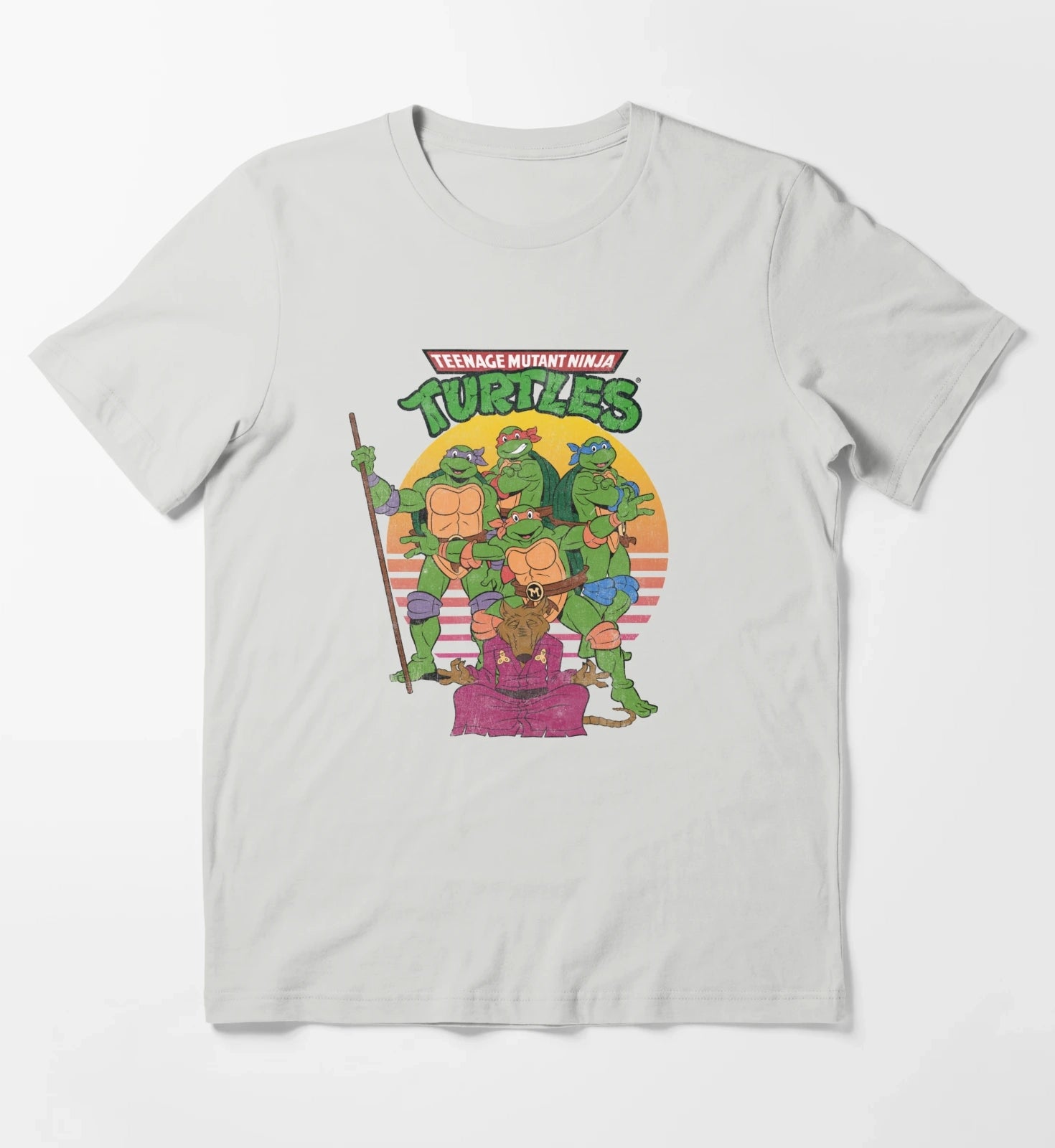 Teenage Mutant Ninja Turtles Retro Sun Group T-Shirt Light Grey