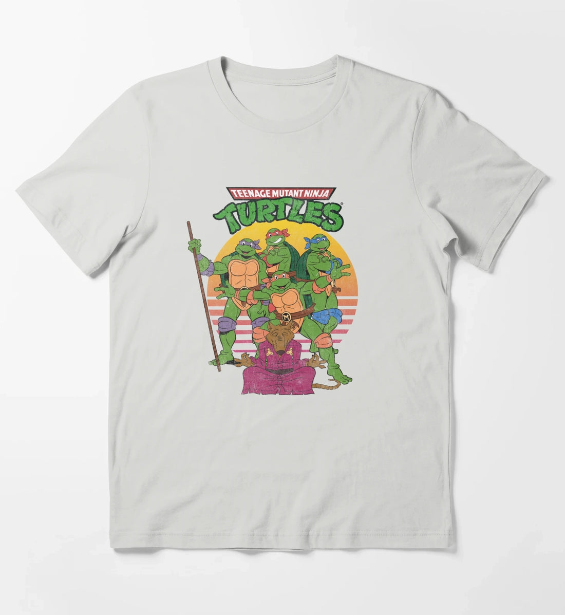 Teenage Mutant Ninja Turtles Retro Sun Group T-Shirt Light Grey