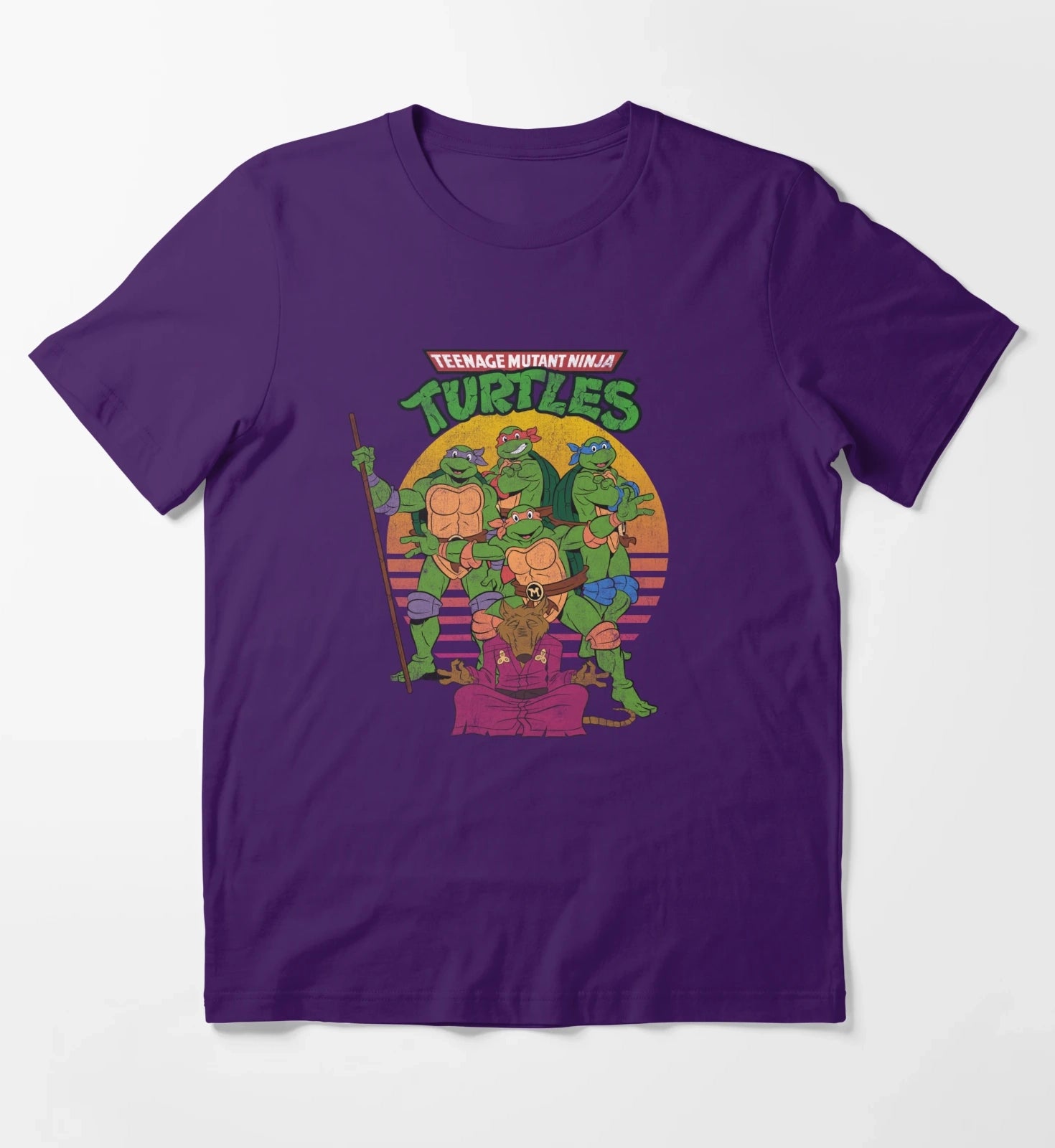 Teenage Mutant Ninja Turtles Retro Sun Group T-Shirt Purple
