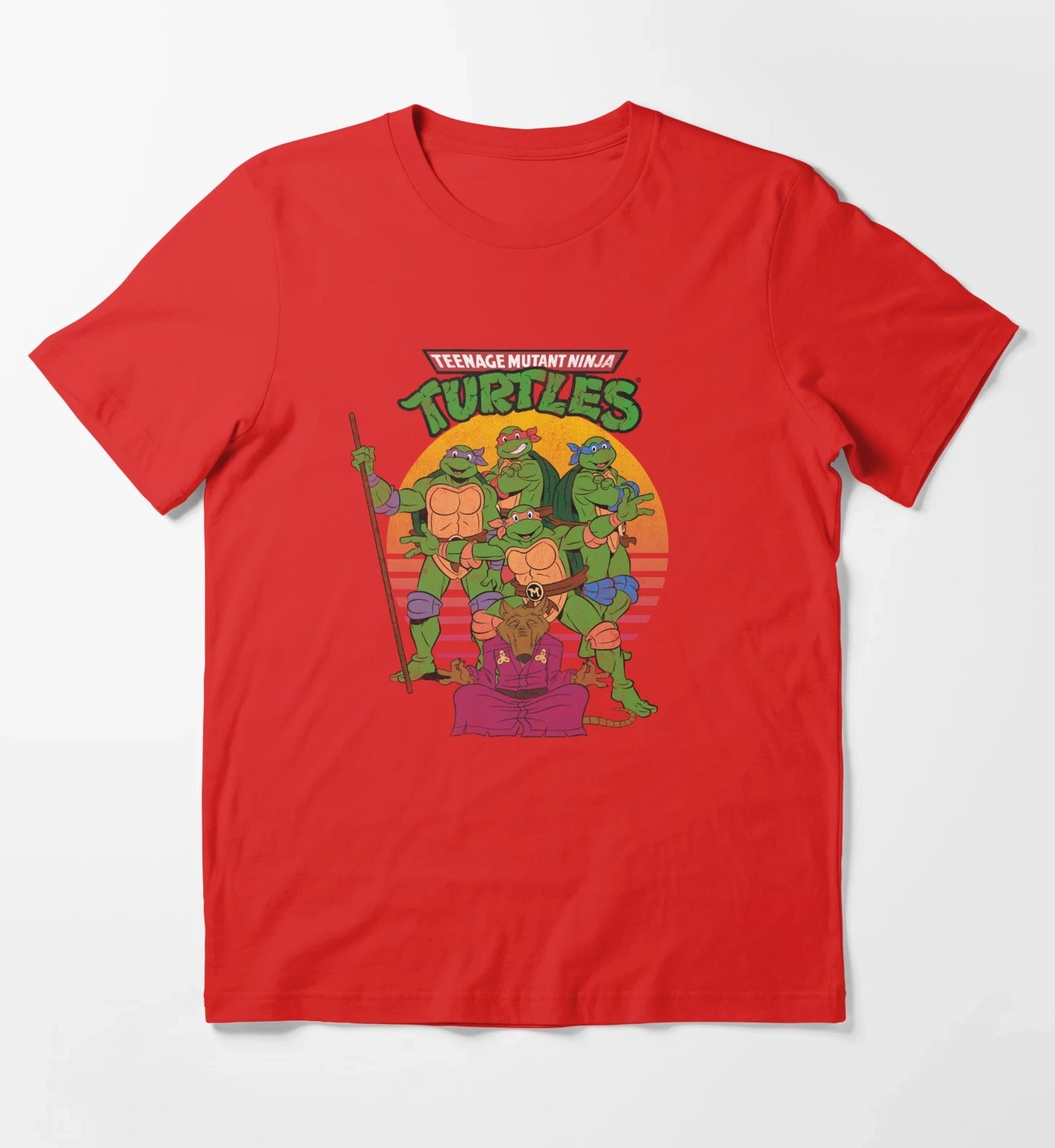 Teenage Mutant Ninja Turtles Retro Sun Group T-Shirt Red