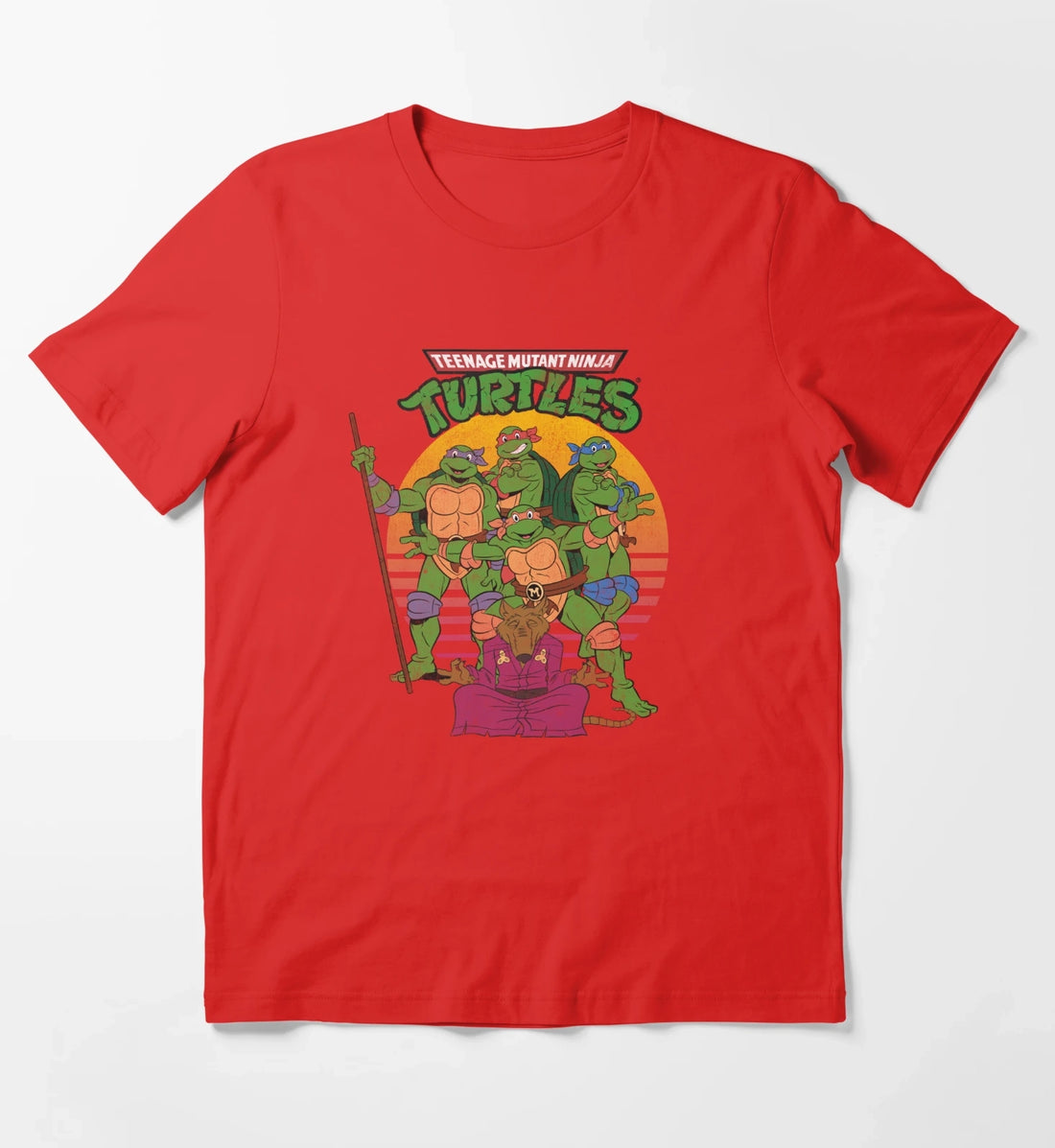 Teenage Mutant Ninja Turtles Retro Sun Group T-Shirt Red