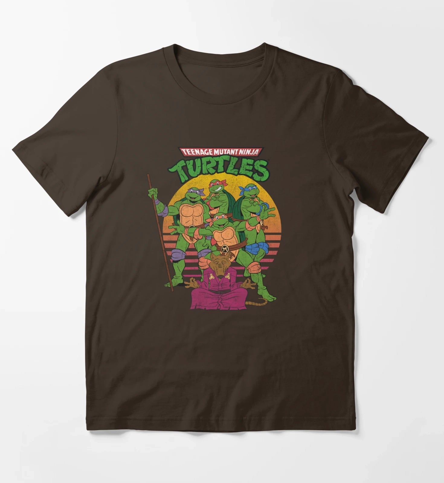 Teenage Mutant Ninja Turtles Retro Sun Group T-Shirt Brown