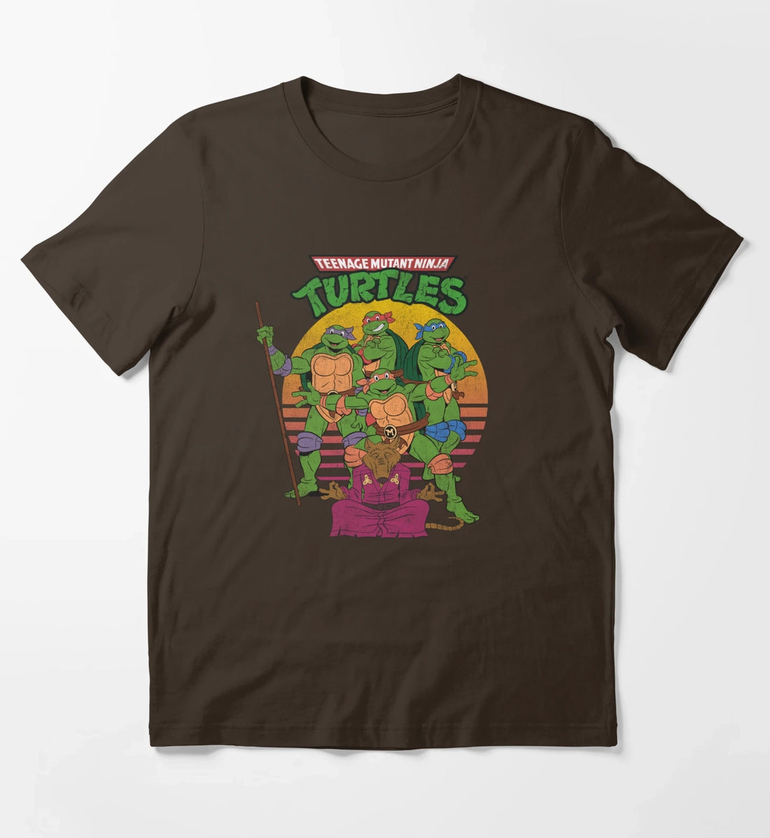 Teenage Mutant Ninja Turtles Retro Sun Group T-Shirt Brown