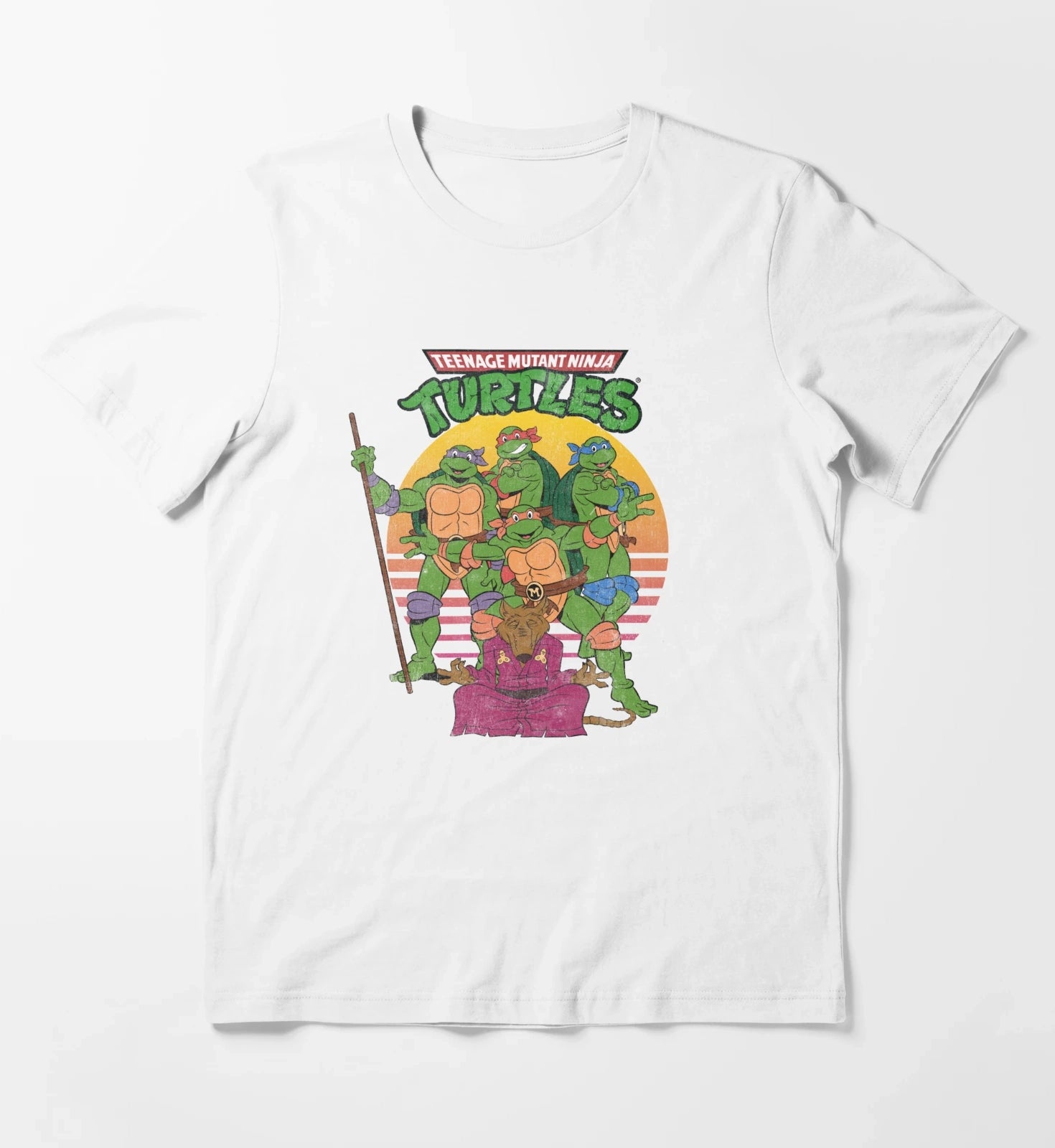 Teenage Mutant Ninja Turtles Retro Sun Group T-Shirt White