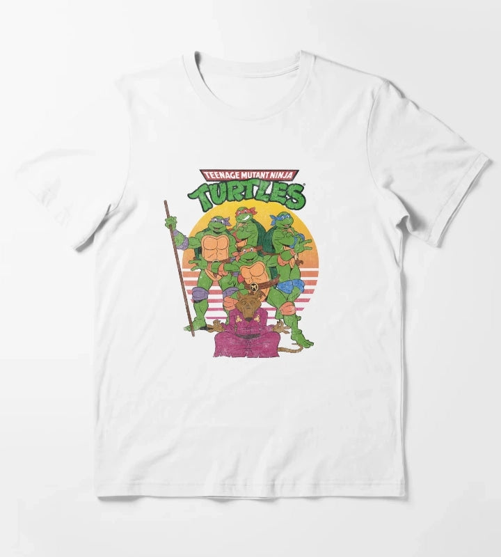 Teenage Mutant Ninja Turtles Retro Sun Group T-Shirt White