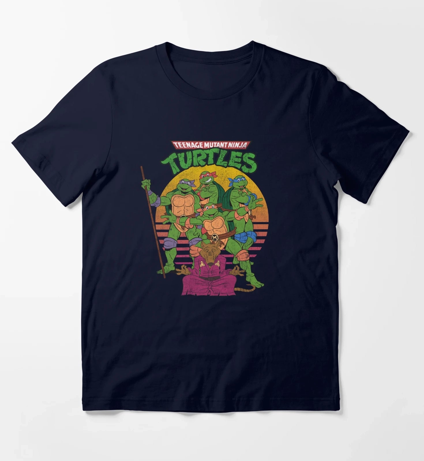 Teenage Mutant Ninja Turtles Retro Sun Group T-Shirt Navy