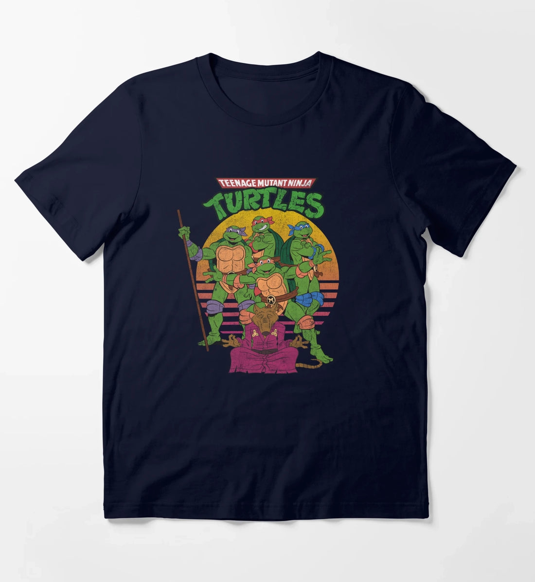 Teenage Mutant Ninja Turtles Retro Sun Group T-Shirt Navy