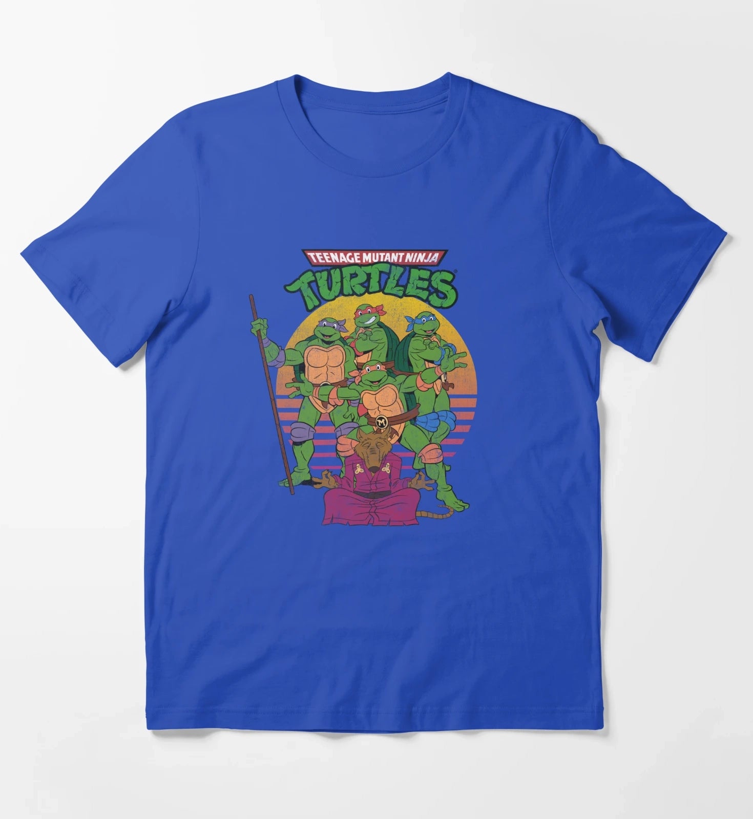 Teenage Mutant Ninja Turtles Retro Sun Group T-Shirt Blue