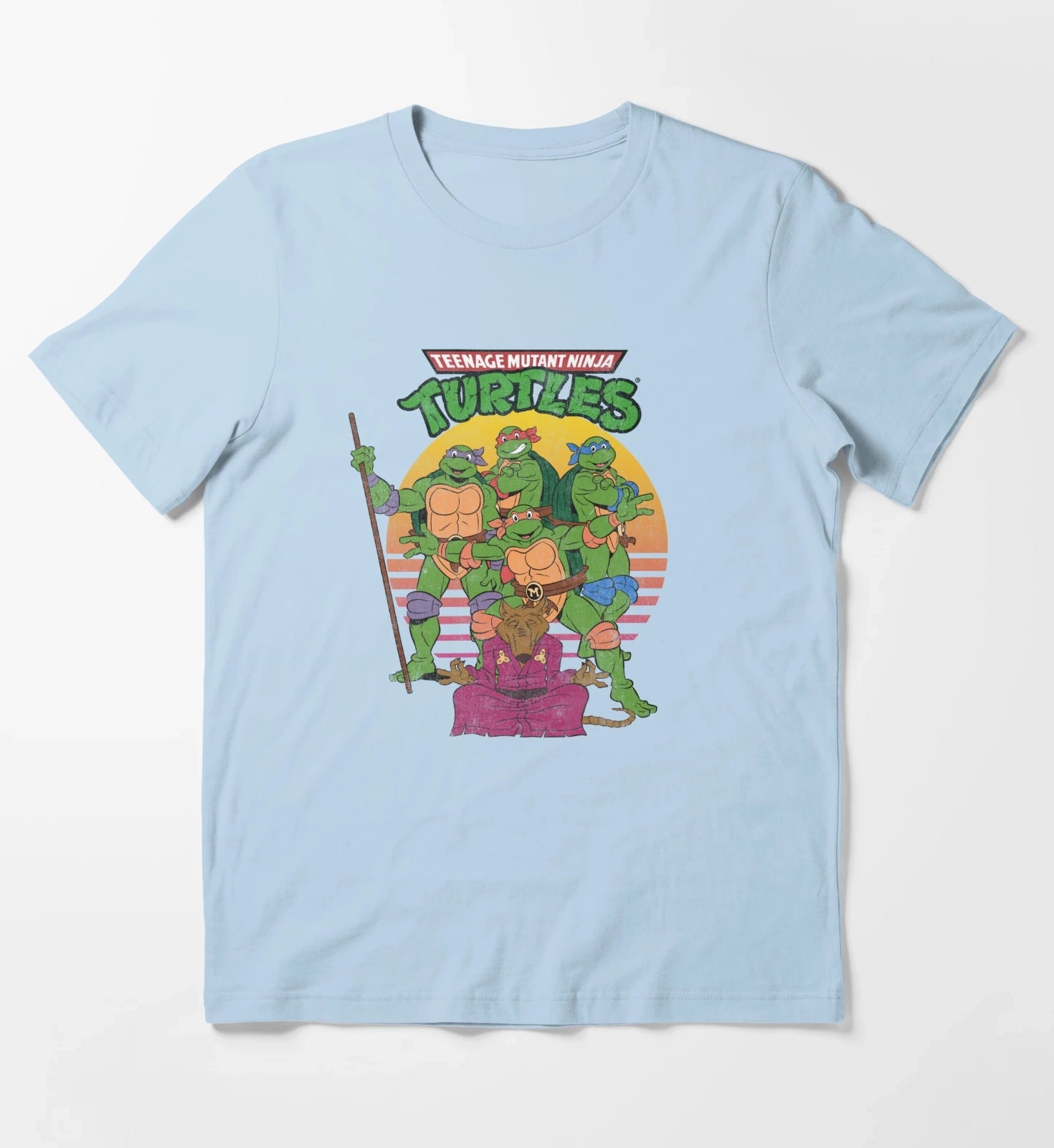 Teenage Mutant Ninja Turtles Retro Sun Group T-Shirt Sky Blue