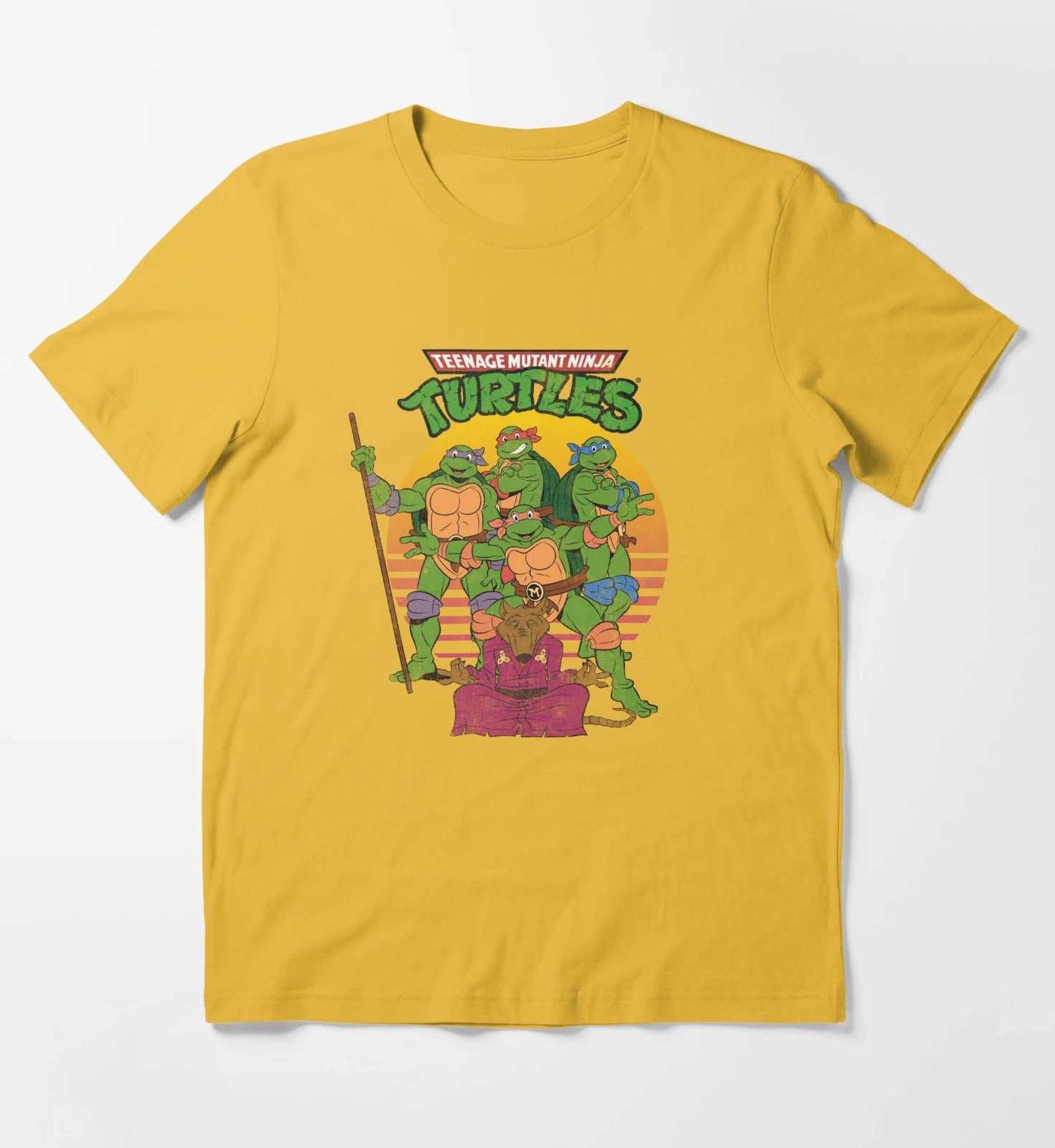 Teenage Mutant Ninja Turtles Retro Sun Group T-Shirt Yellow