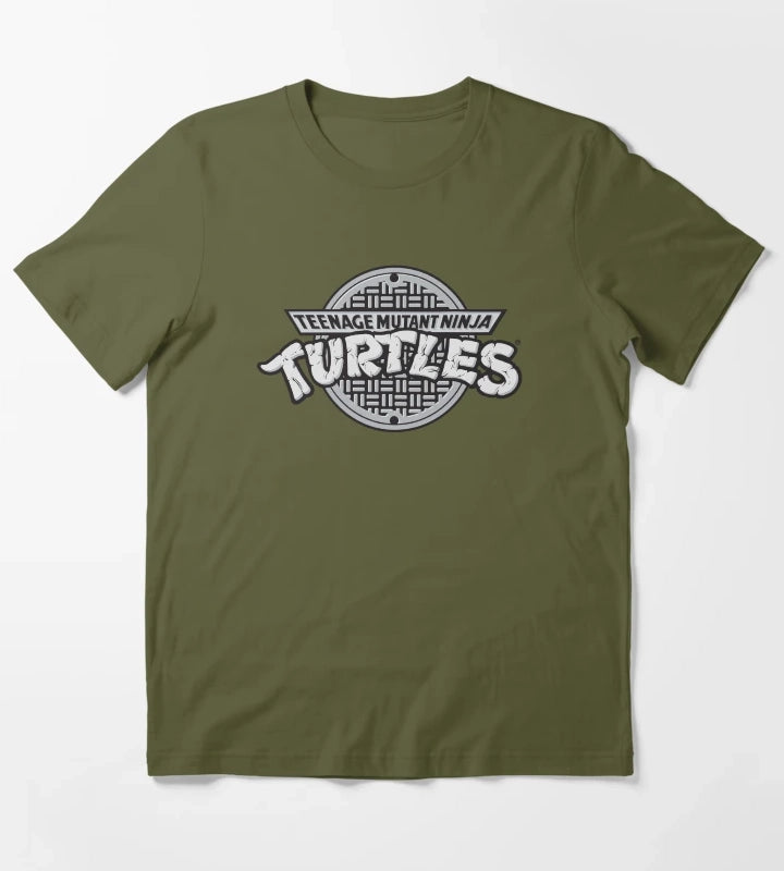 Teenage Mutant Ninja Turtles TMNT Sewer Logo T-Shirt Olive Green