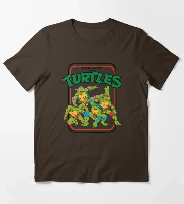 Teenage Mutant Ninja Turtles Vintage Cartoon Group Shot T-Shirt Brown