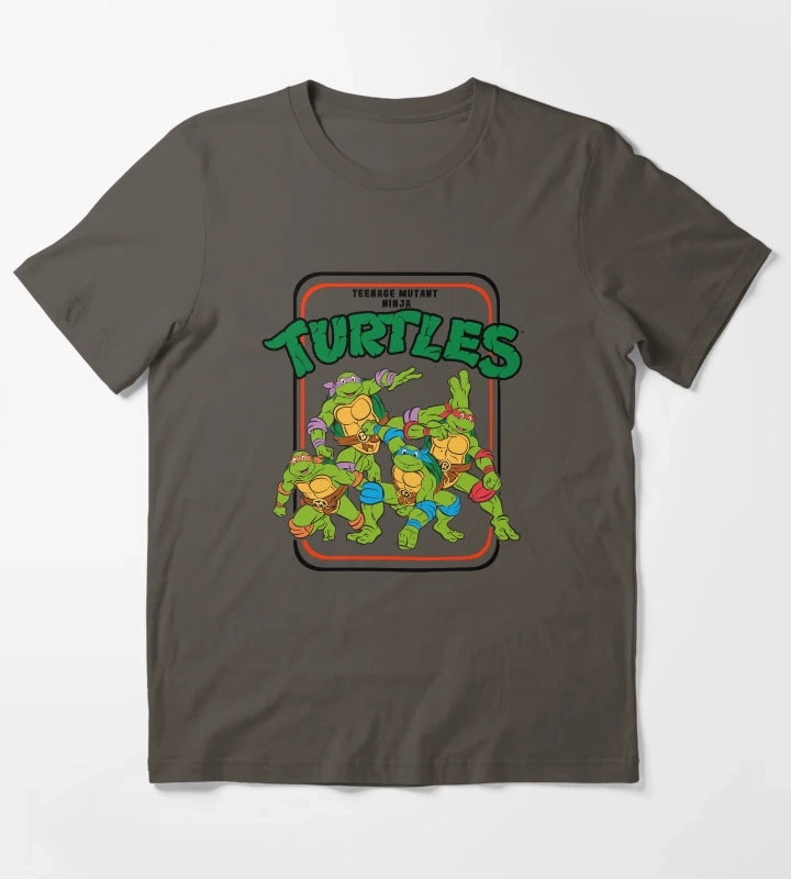 Teenage Mutant Ninja Turtles Vintage Cartoon Group Shot T-Shirt Dark Grey